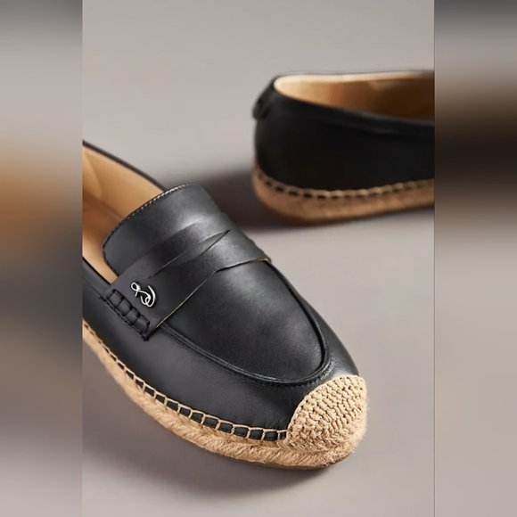 BNWT Sz US 7.5 Sam Edelman Kai Black and Tan Slip-On Leather Loafers Espadrille - Picture 13 of 13